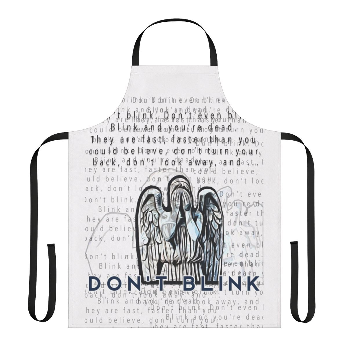 Weeping Angel inspired apron featuring the iconic Doctor Who villain