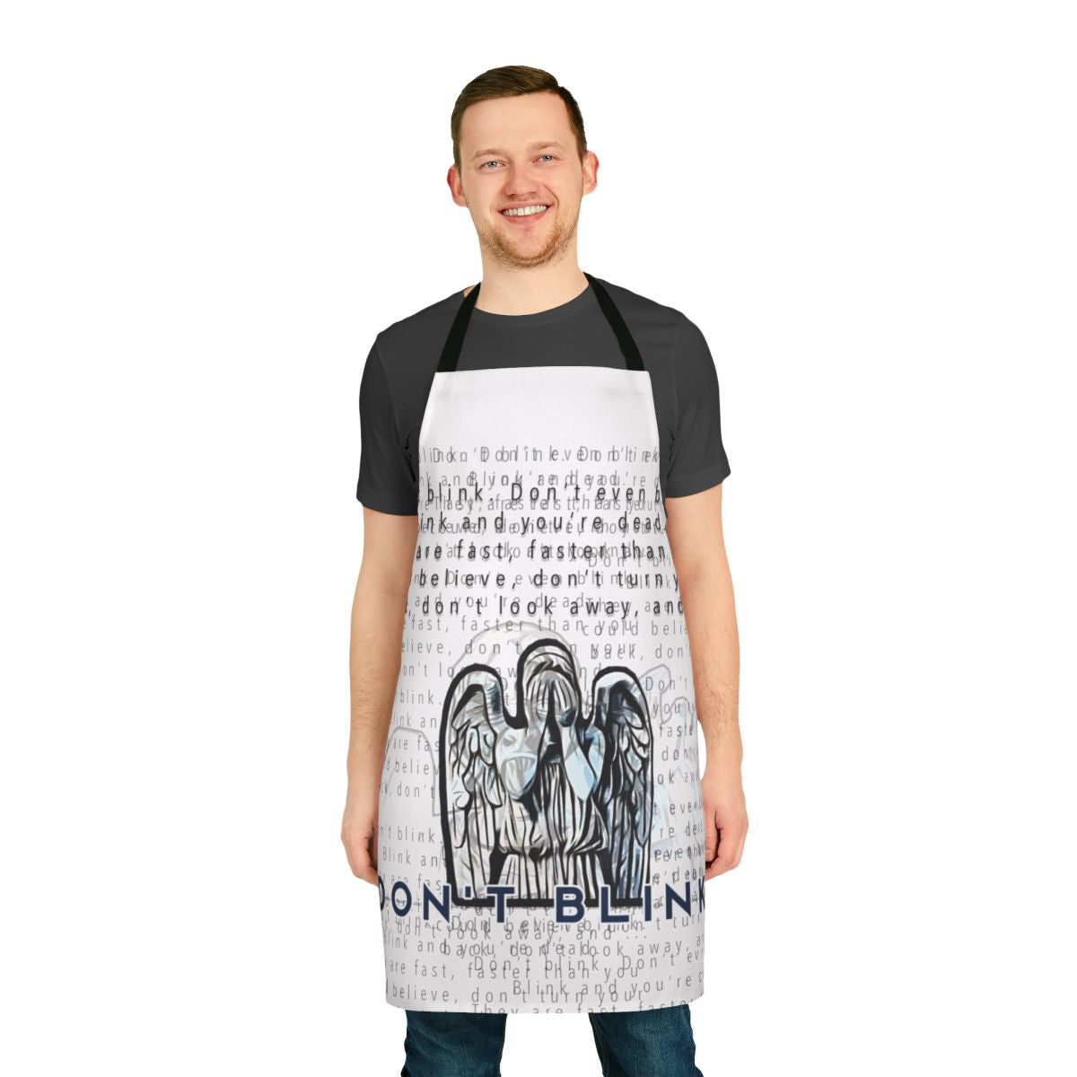 Weeping Angel inspired apron featuring the iconic Doctor Who villain