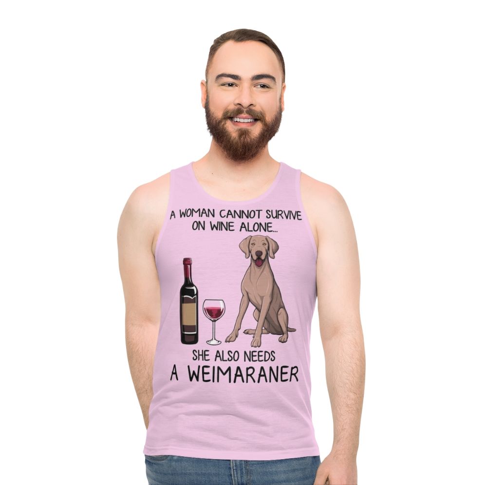 Weimaraner dog mom funny wine lover unisex tank top