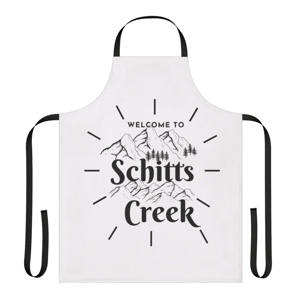 Schitt's Creek inspired apron with "Welcome to Schitt's Creek" text