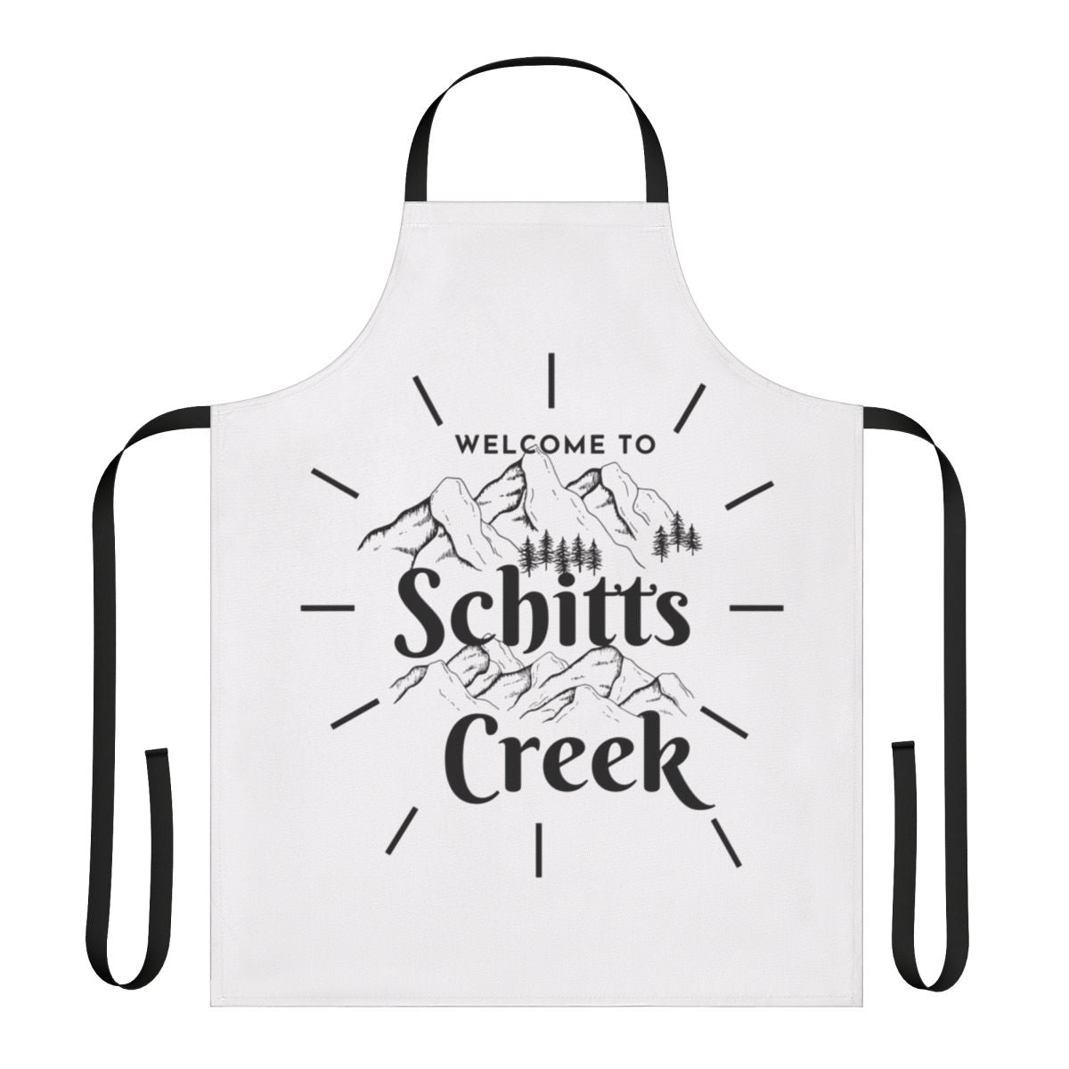 Schitt's Creek inspired apron with "Welcome to Schitt's Creek" text