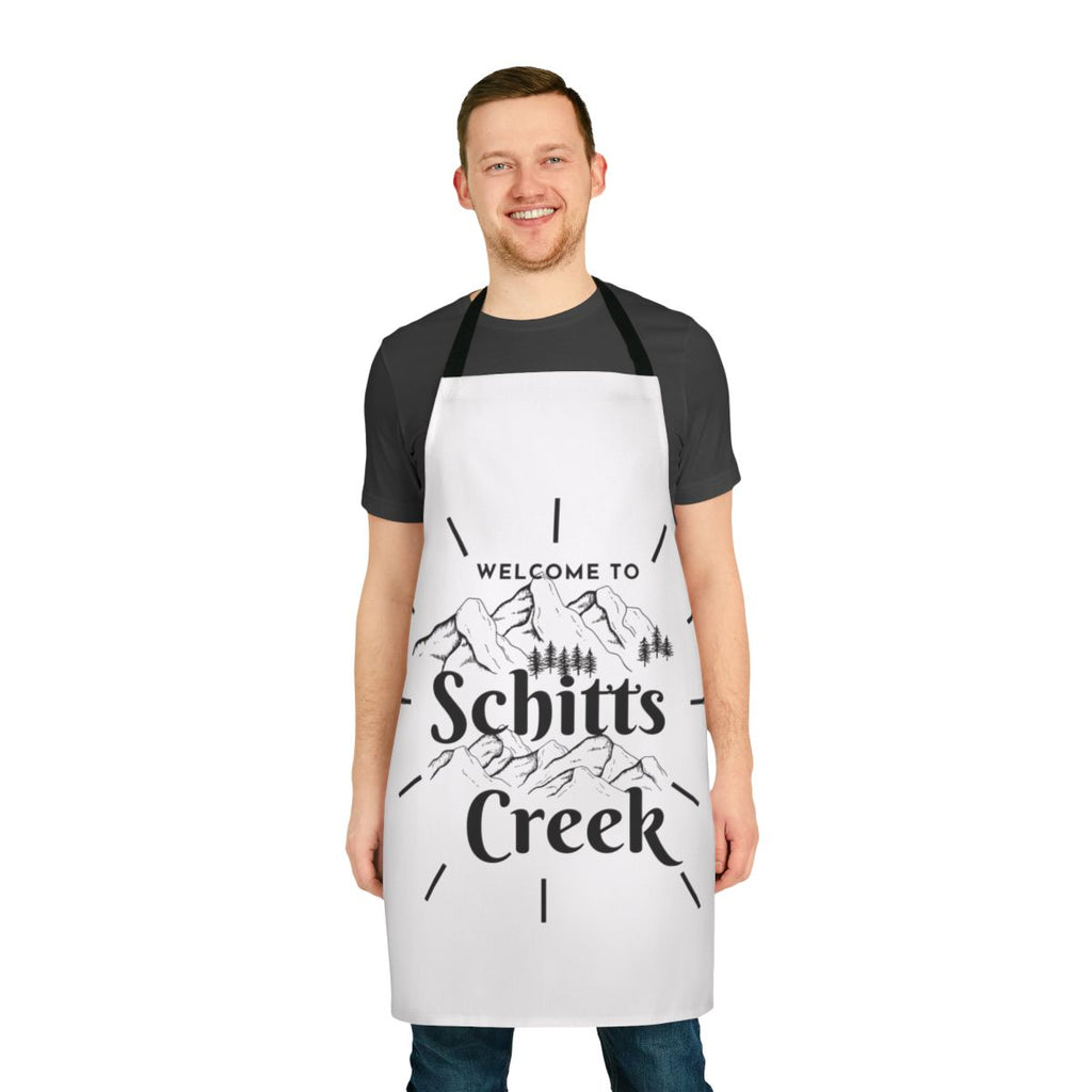 Schitt's Creek inspired apron with "Welcome to Schitt's Creek" text
