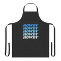 A rustic-style apron featuring the text "Howdy" in a western-inspired font