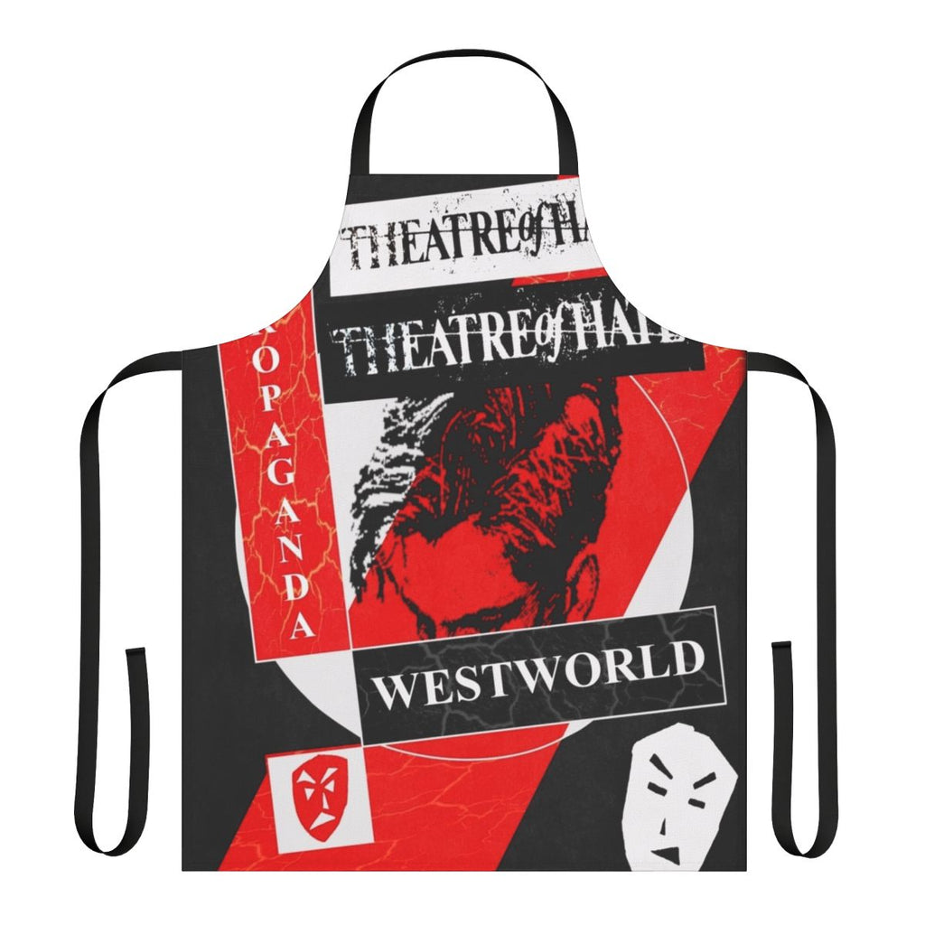 Westworld inspired propaganda apron featuring the Theatre of Hate logo and imagery