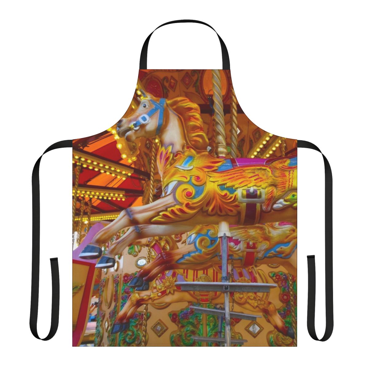 Weymouth carousel-themed apron with vibrant colors and classic design