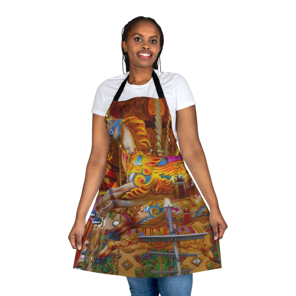 Weymouth carousel-themed apron with vibrant colors and classic design