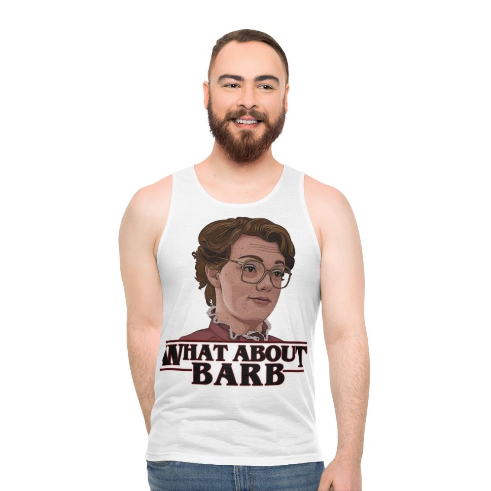 Unisex Stranger Things Netflix Tank Top featuring "What About Barb" design