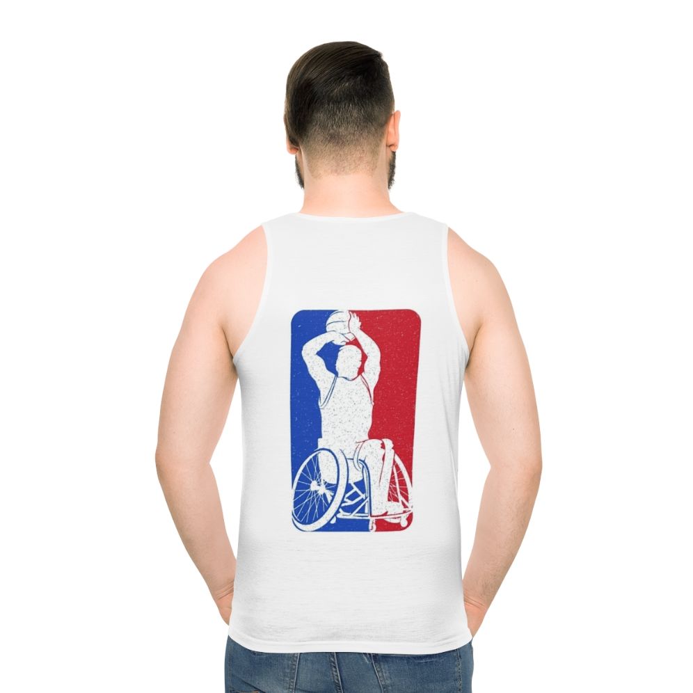 Wheelchair basketball player wearing a unisex sports tank top
