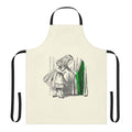 White rabbit design apron with Alice in Wonderland and Matrix elements