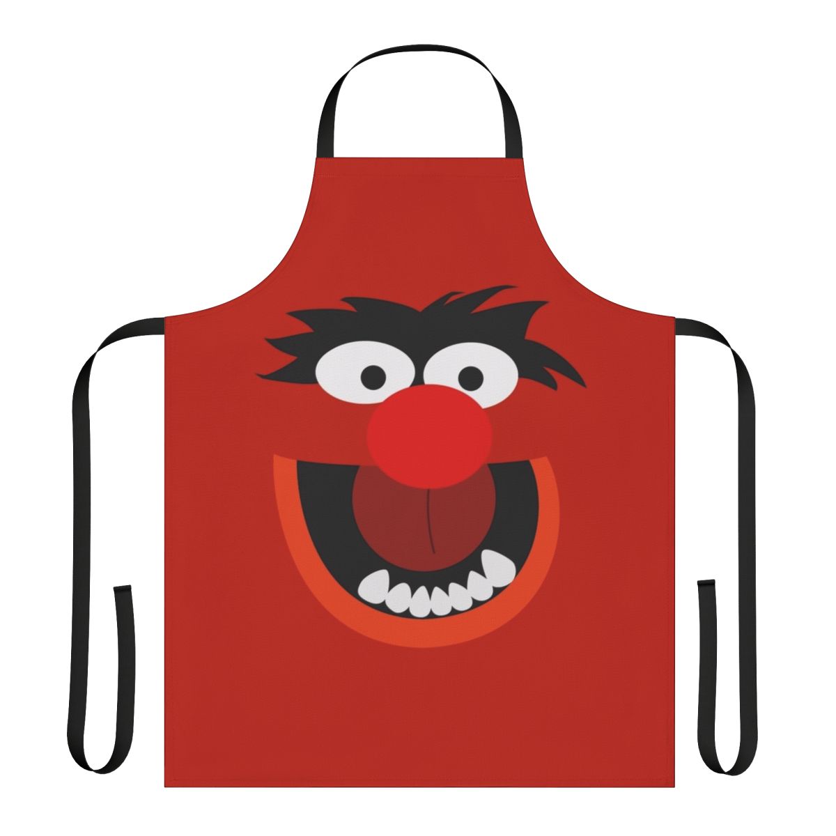 Whimsical animal-themed apron featuring Muppet characters like Miss Piggy, Kermit the Frog, and Dr. Teeth.