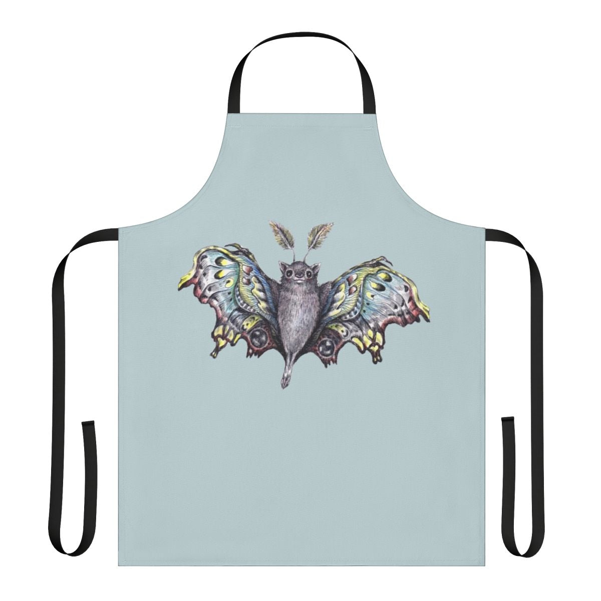 Whimsical butterbat apron featuring a mythical creature design in a pop surrealism style