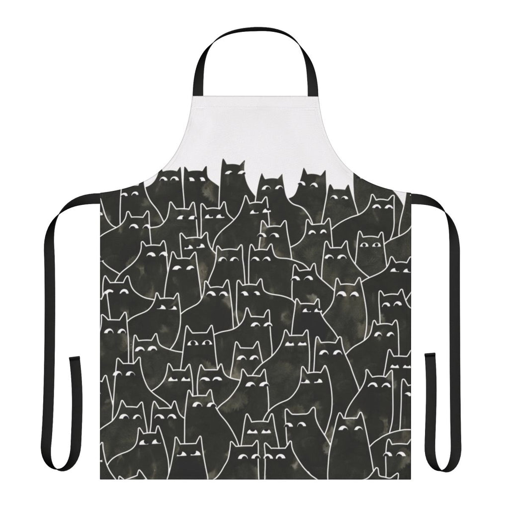 Whimsical cats apron with a watercolor pattern, perfect for cat lovers