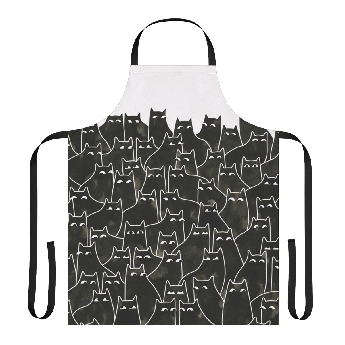 Whimsical cats apron with a watercolor pattern, perfect for cat lovers