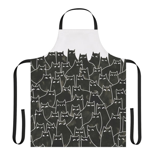 Whimsical cats apron with a watercolor pattern, perfect for cat lovers