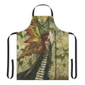 A beautiful green apron featuring a fairy design, perfect for the nature-loving homemaker.