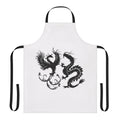 Colorful apron featuring a phoenix and dragon design with greenery and floral elements.