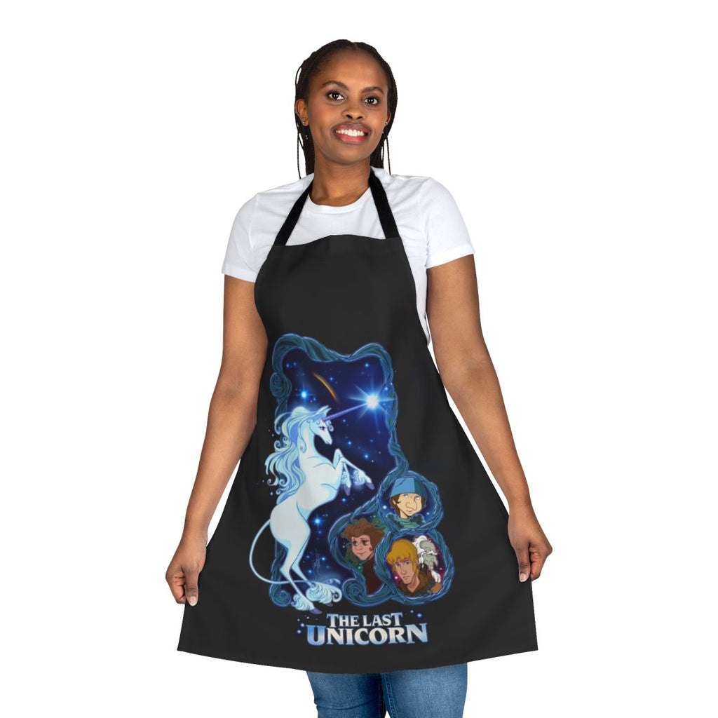 Whimsical apron featuring imagery from the classic fantasy film The Last Unicorn