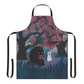 Apron featuring a watercolor design of forest friends, including a monster, bunny, and other woodland creatures, perfect for bookish nature lovers.