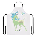 Whimsical green unicorn design on a high-quality apron for the fantasy enthusiast