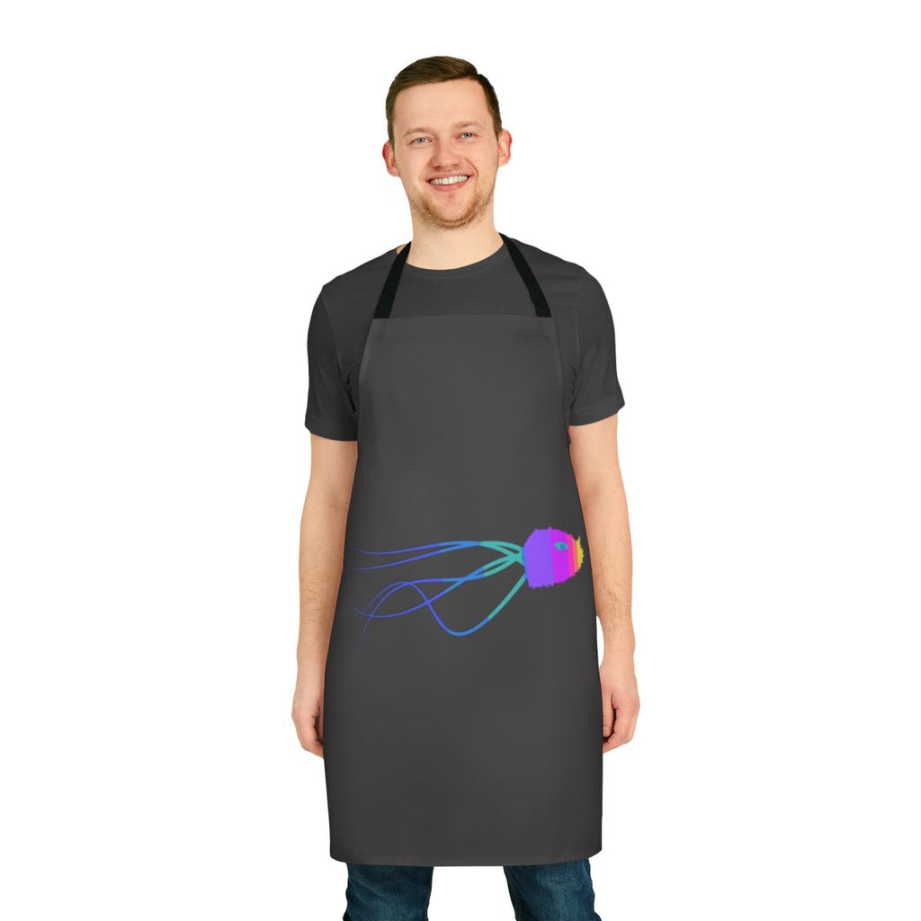 Jellyfish apron with abstract, colorful artwork depicting a legendary sea creature