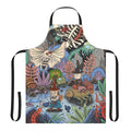 A whimsical apron featuring a fantasy-inspired design with insects, plants, and a wandering journey theme.