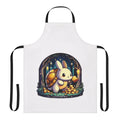 Apron featuring a whimsical design of a golden turtle and rabbit, two legendary animals from folklore