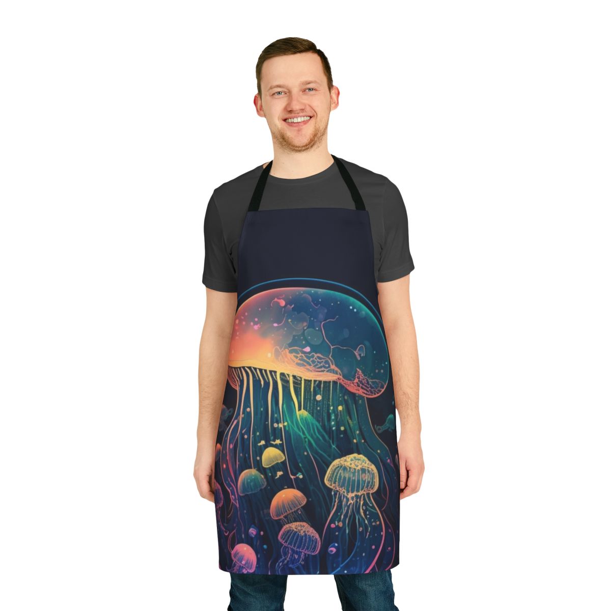 Apron featuring illustrations of legendary sea creatures and mythical ocean beasts