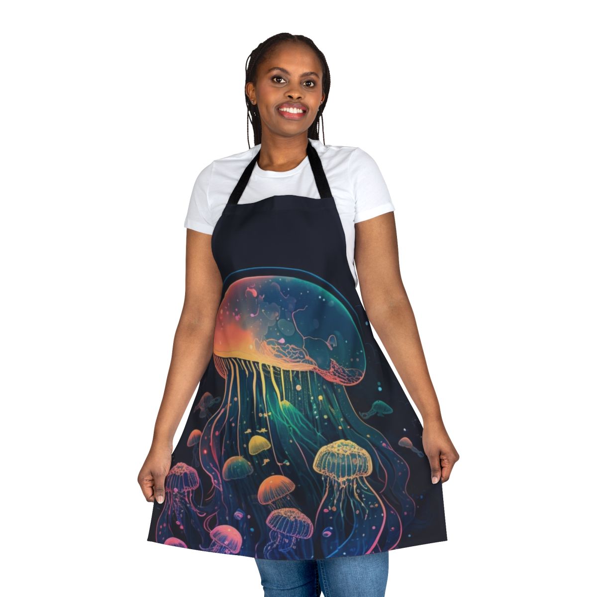 Apron featuring illustrations of legendary sea creatures and mythical ocean beasts