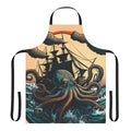 Apron featuring illustrated mythical sea creatures, including legendary beasts, fantasy ocean animals, and enchanted aquatic life.
