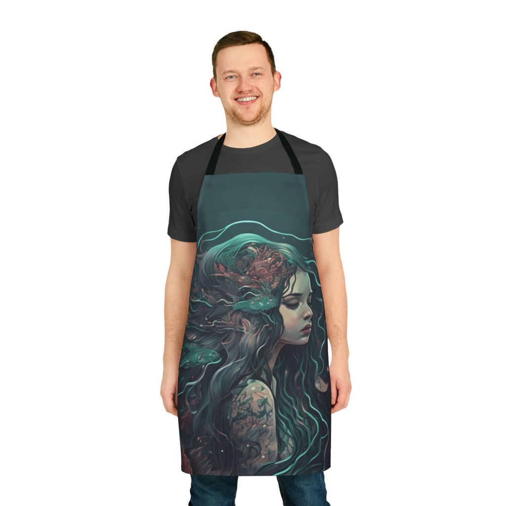 Apron featuring illustrations of enchanting mythical sea creatures