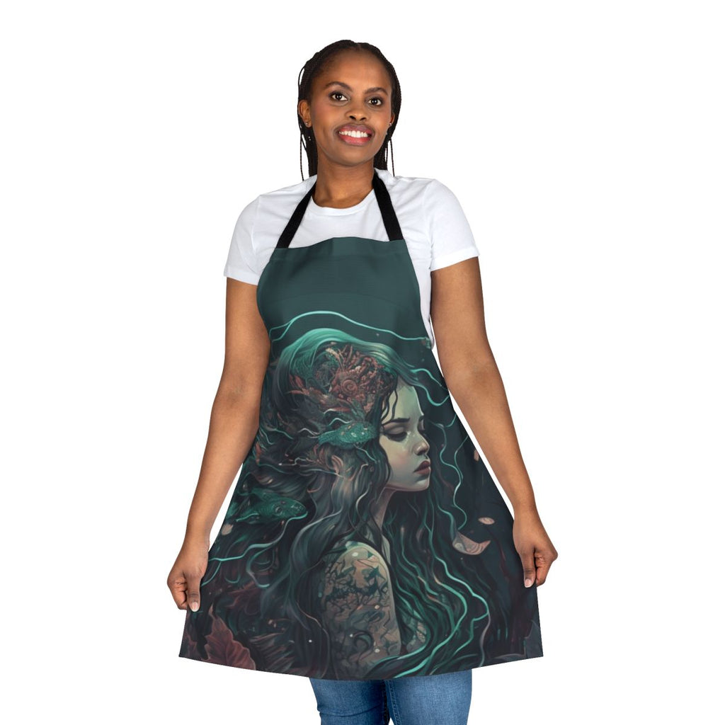 Apron featuring illustrations of enchanting mythical sea creatures
