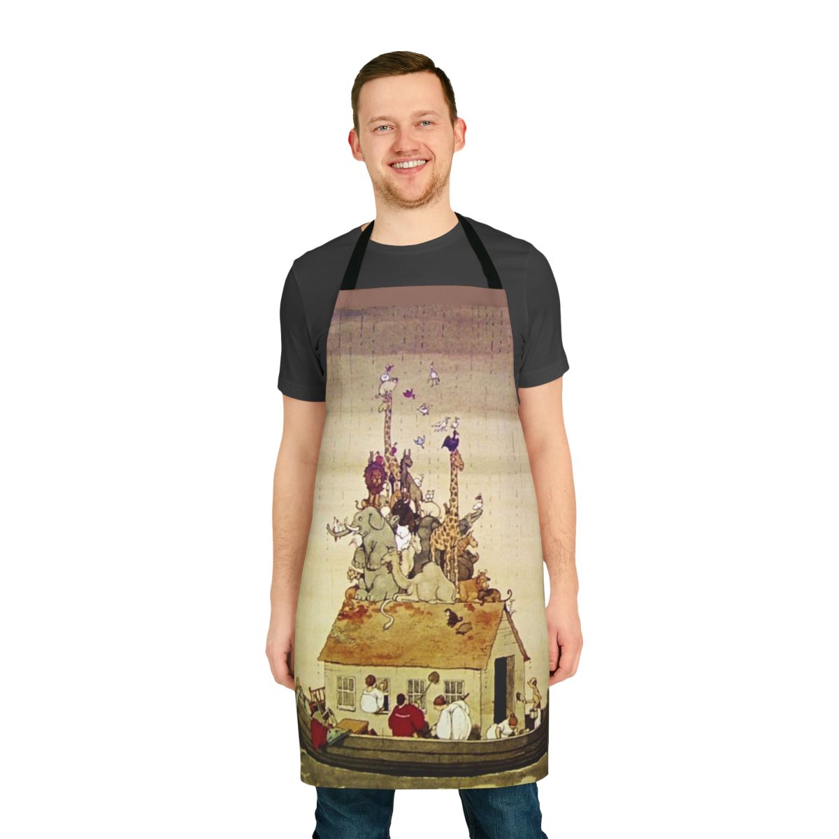 Whimsical apron featuring Noah's Ark illustration by W. Heath Robinson