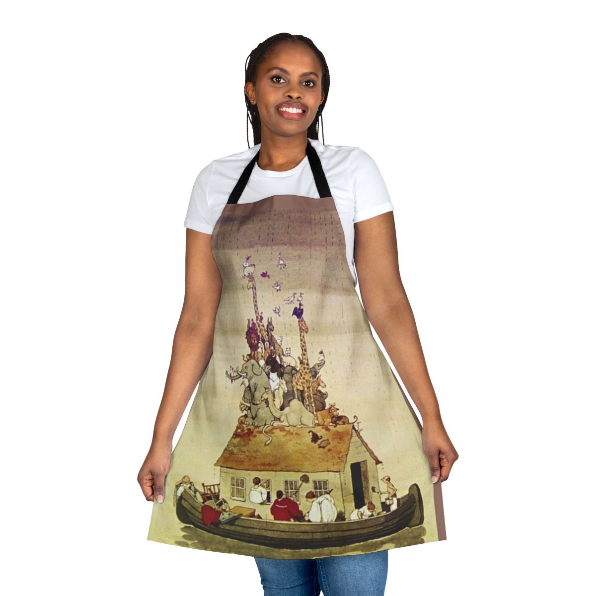 Whimsical apron featuring Noah's Ark illustration by W. Heath Robinson