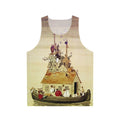 Whimsical Noah's Ark fantasy art illustration on a unisex tank top