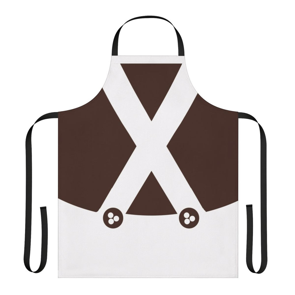 Whimsical apron featuring a retro Oompa Loompa inspired graphic design, perfect for the chocolate factory fan.