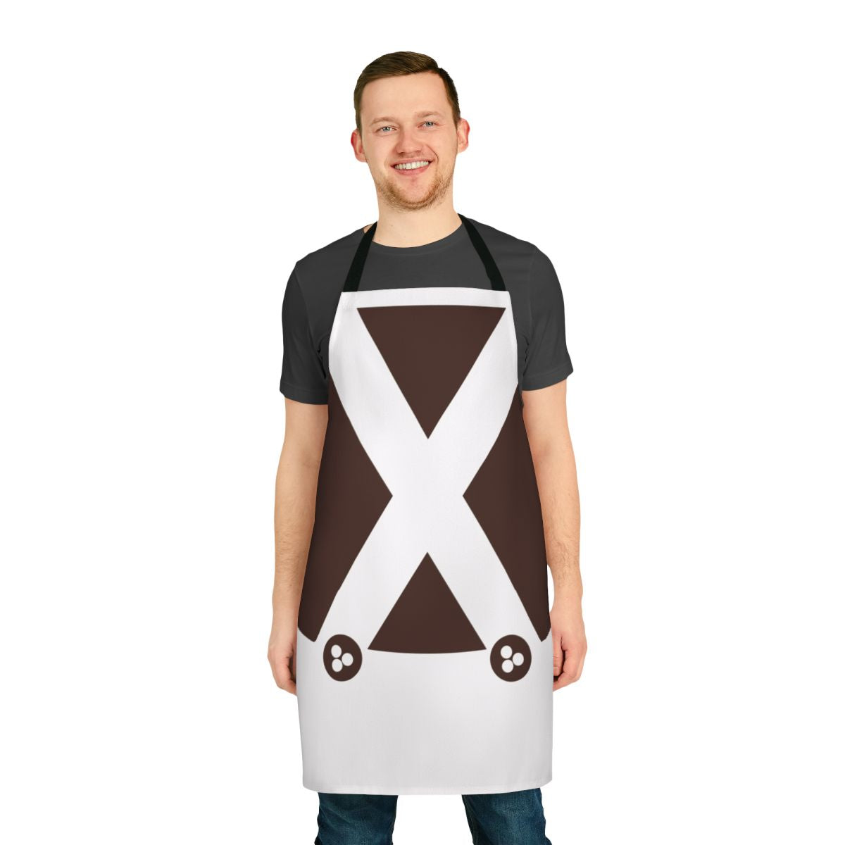 Whimsical apron featuring a retro Oompa Loompa inspired graphic design, perfect for the chocolate factory fan.
