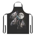 Illustration of three opossums under a crescent moon on an apron