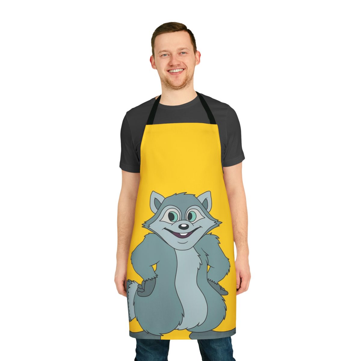 Playful raccoon-themed apron, perfect for the kitchen