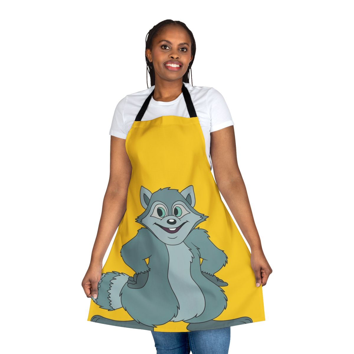 Playful raccoon-themed apron, perfect for the kitchen