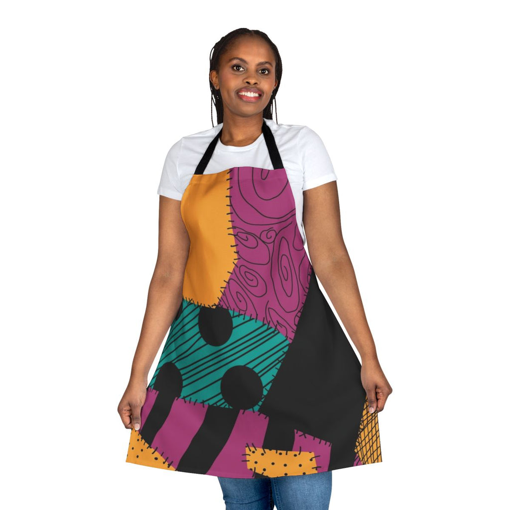 Whimsical spooky apron with a Tim Burton-inspired design