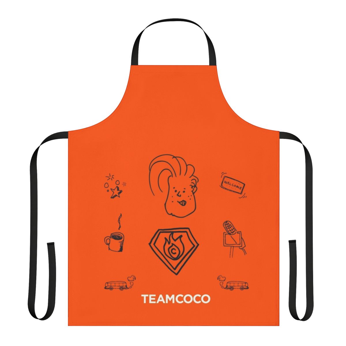 Whimsical Team Coco Inspired Doodle Apron featuring fun doodle designs