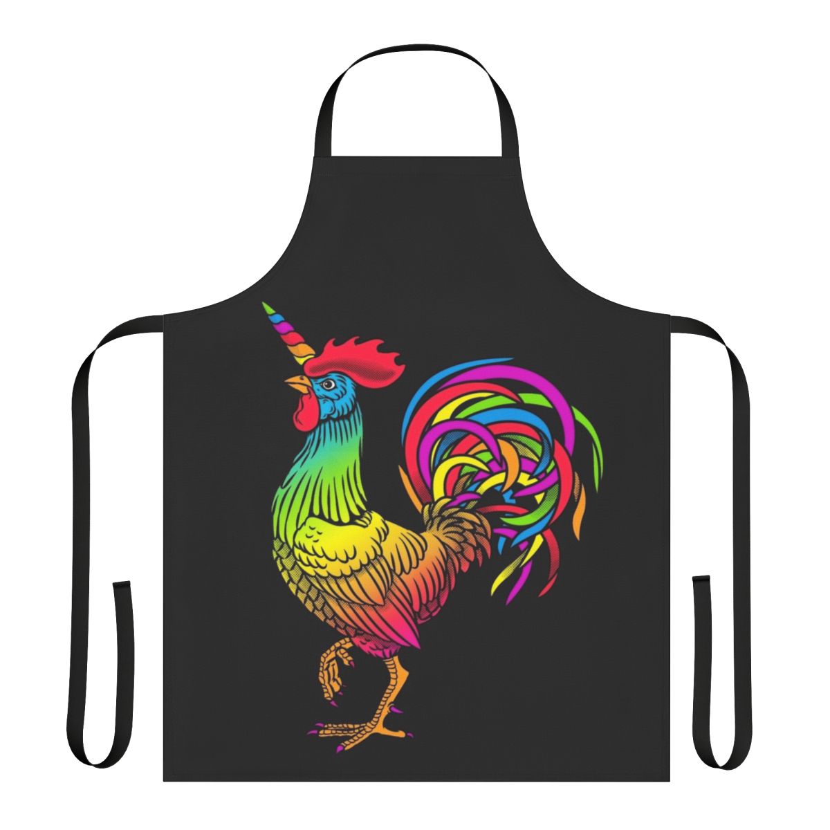 Whimsical apron featuring a unicorn-themed chicken design