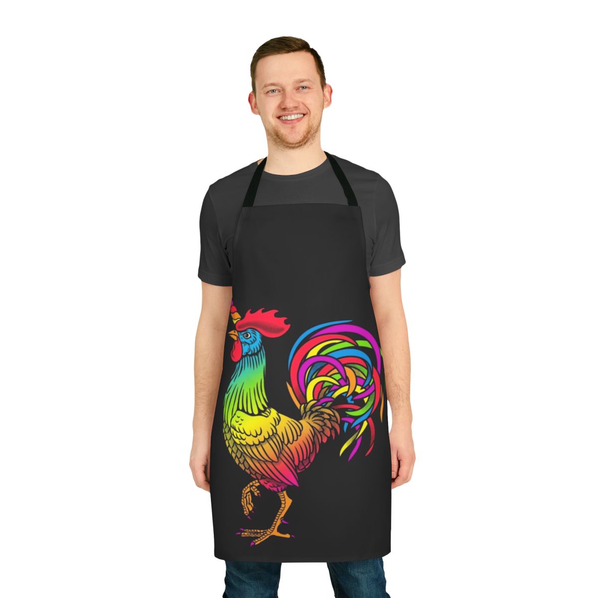 Whimsical apron featuring a unicorn-themed chicken design