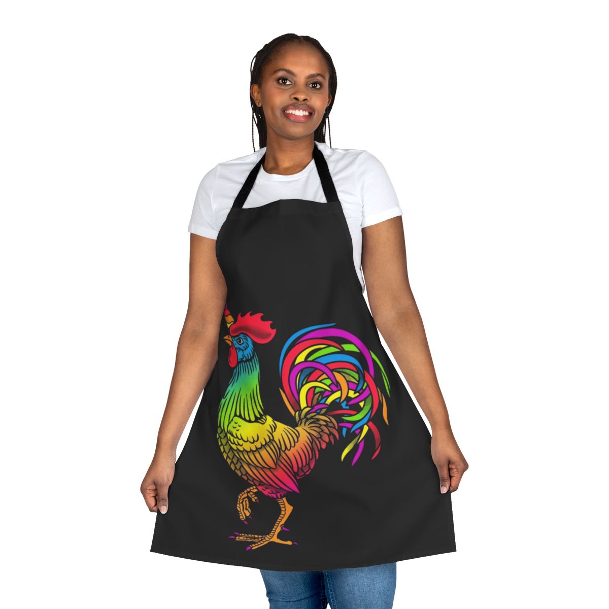 Whimsical apron featuring a unicorn-themed chicken design