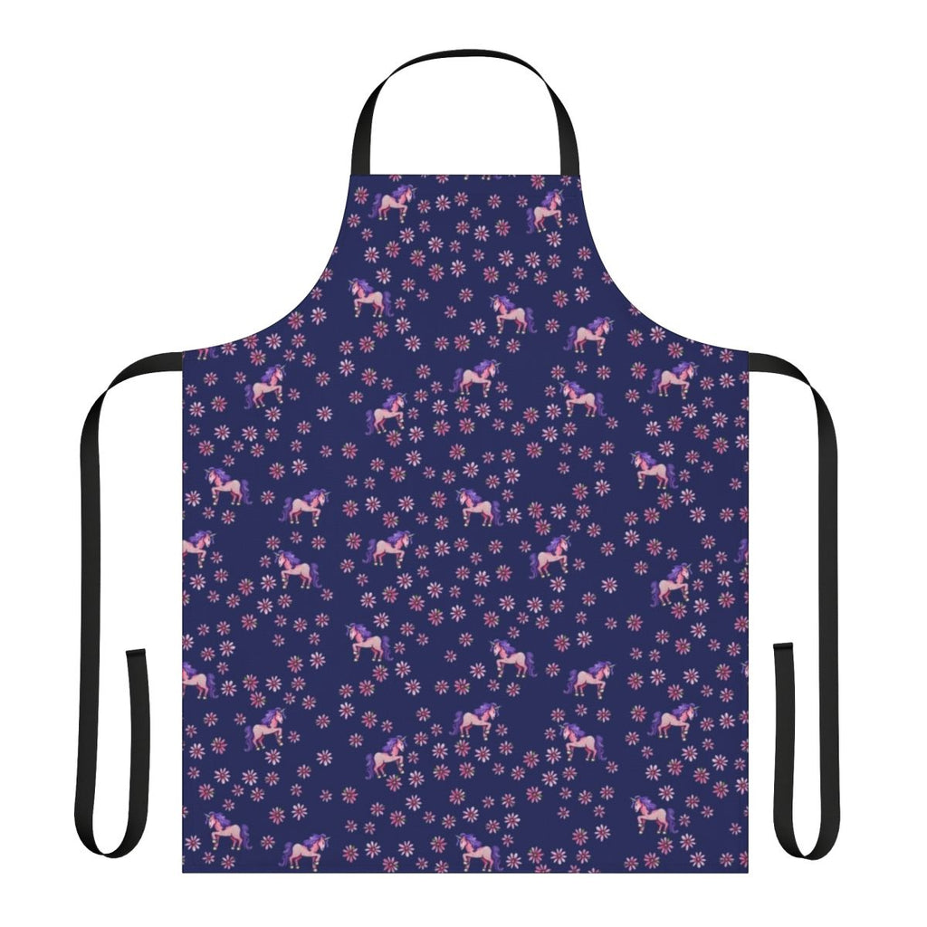 Apron featuring a vibrant unicorn and flower design