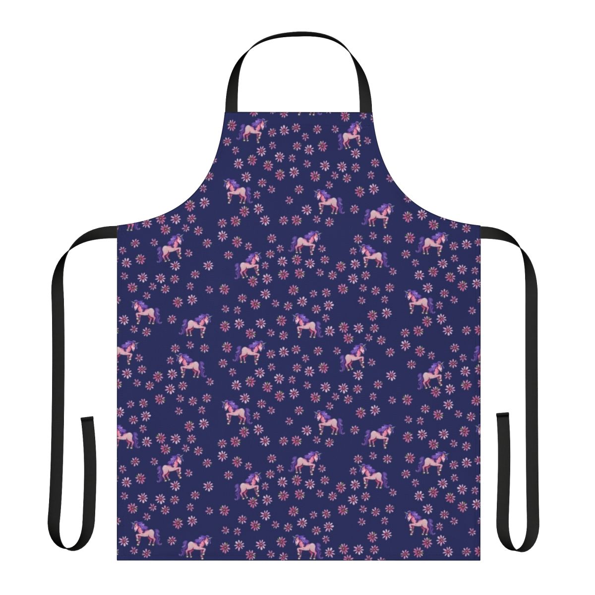Apron featuring a vibrant unicorn and flower design