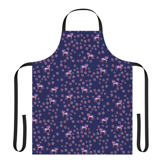 Apron featuring a vibrant unicorn and flower design