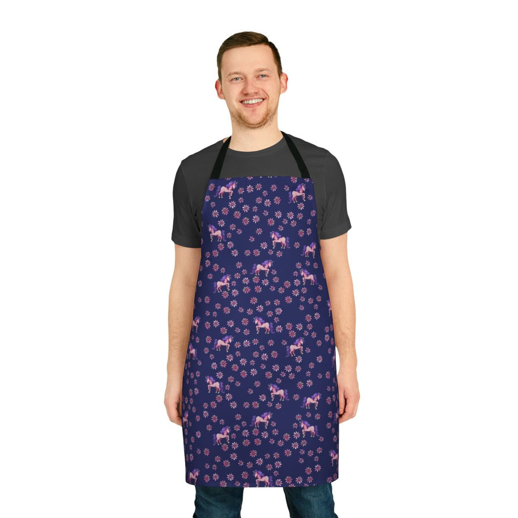 Apron featuring a vibrant unicorn and flower design