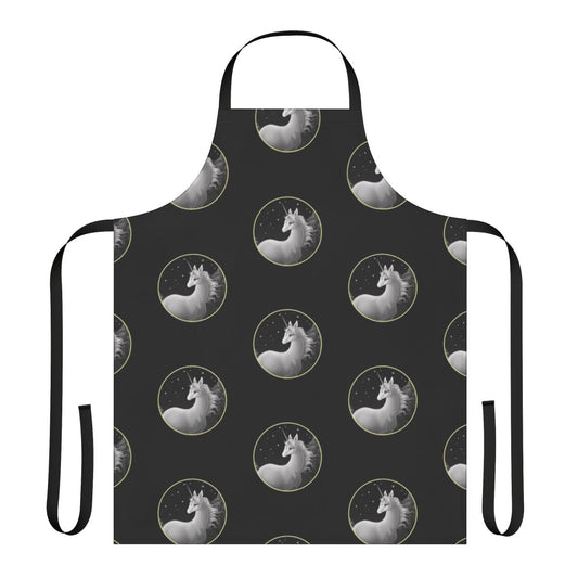 Apron featuring a whimsical illustration of a unicorn from "The Last Unicorn"