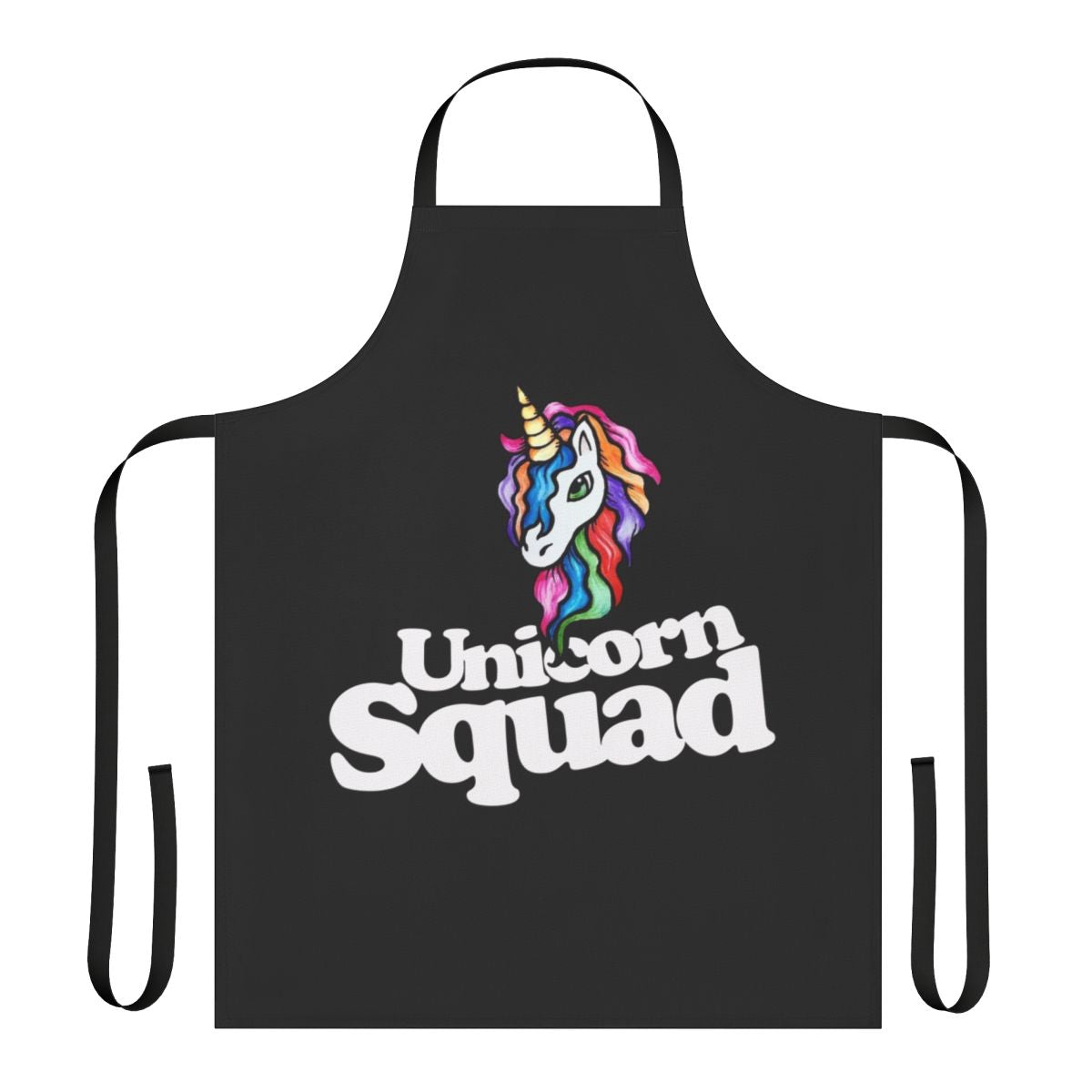 A colorful apron featuring a whimsical unicorn design, perfect for the kitchen or home.